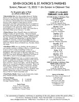 Weekly Bulletin for February 13, 2022