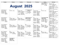 August 2025 Calendar