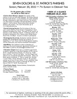 Weekly Bulletin for February 20, 2022
