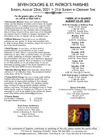 Weekly Bulletin for August 22, 2021