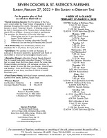 Weekly Bulletin for February 27, 2022