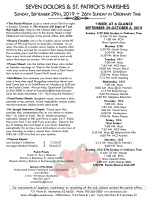 Weekly Bulletin for September 29, 2019