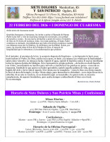 Bulletin for 22 February Español
